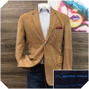 MATERIAL LONDON Mens Suede Leather Blazer Sport Coat Casual Jacket Size 42R Suit
